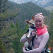Jonna Tyree holds her pet Chihuahua, Chopper