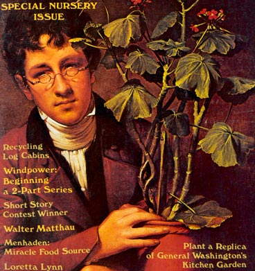 A colonial boy holding a sapling.