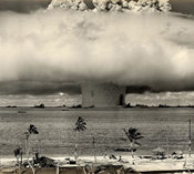 U.S. military photo of Atomic bomb detonation at Bikini Atoll.