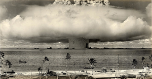 U.S. military photo of Atomic bomb detonation at Bikini Atoll.