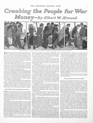 Read the entire article "Crushing the People for War Money" by Albert W. Atwood from the pages of the Post