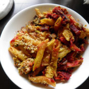 Red Beet and Leek Curry Pasta