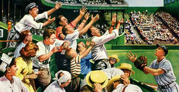 "Catching the Home Run Ball" by Stevan Dohanos. April 22,1950. © SEPS 2014