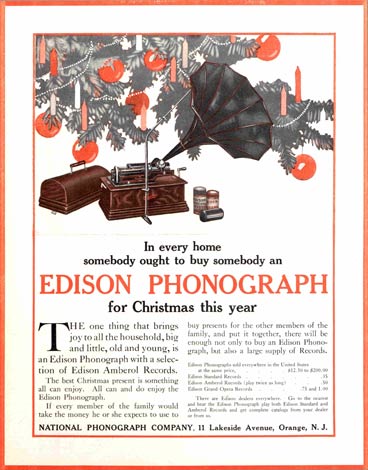 Edison Phonograph under Chrsitmas tree
