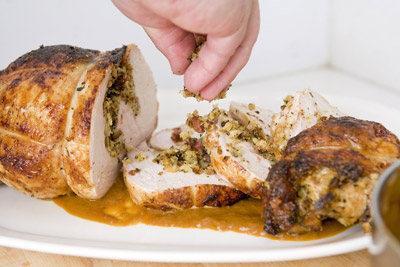 Emeril Lagasse's Turkey Roulade with Peach Sage Gravy