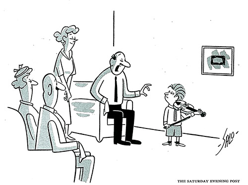 Expensive A father asks his perturbed, violinist son to play a song in front of a proud adult audience.