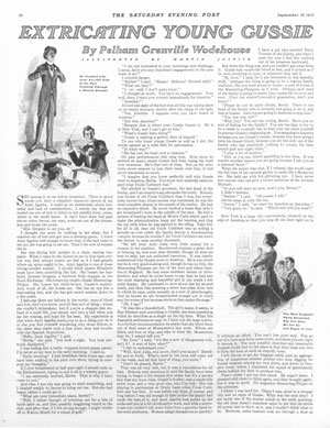 Read the entire article "Extricating Young Gussie" by P.G. Wodehouse from the pages of the September 18, 1915 issue of the Post.