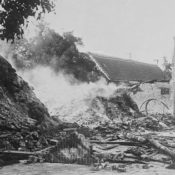 Burning Belgian farmhouse