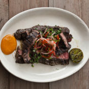 Cuban Skirt Steak with Tomato Escabeche and Mango Steak Sauce