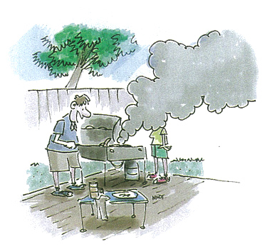 "Isn’t it great to get out of the kitchen and cook in the fresh air?” July/August 2012