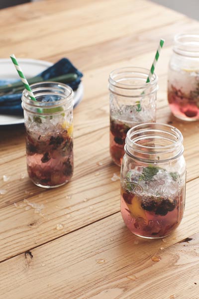 Frozen grape-aid in glasses.