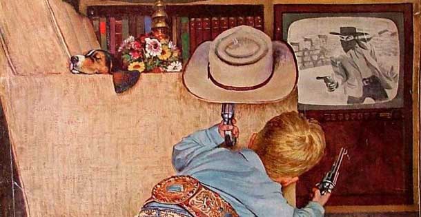"Good Guys Wear White Hats," by John Falter. November 9, 1957 cover of The Saturday Evening Post. © SEPS 2014