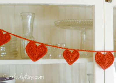 crocheted heart garland