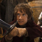 Martin Freeman as Bilbo, (left) and John Callen as Oin (right) in The Hobbit: The Desolation of Smaug.