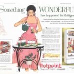 Hotpoint refrigerator ad in The Saturday Evening Post, 1954.