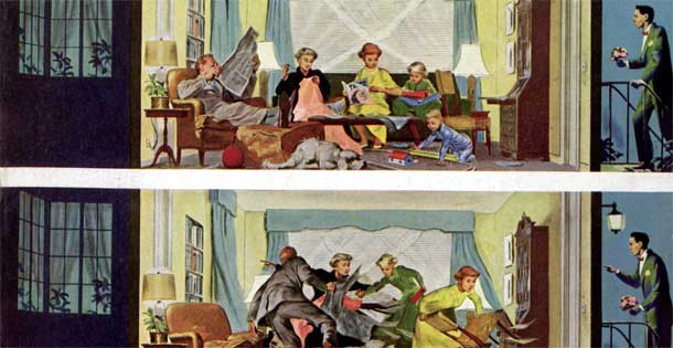 "The Hurried Cleanup," by Thornton Utz from the October 24, 1953 issue of The Saturday Evening Post.