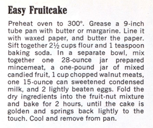 A fruitcake recipe from a magazine.