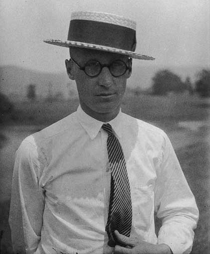 Photograph of John Scopes taken one month (June 1925) before the Tennessee v. John T. Scopes Trial. From the Smithsonian Institution Archives.