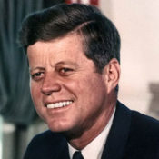 Official White House photo of President Kennedy in the Oval Office.