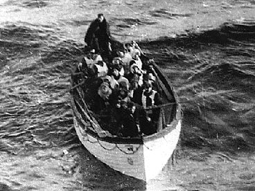 Titanic survivors, photographed from the Carpathia.
