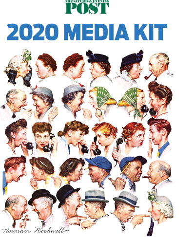 The cover for the Saturday Evening Post's Media Kit, featuring Norman Rockwell's cover illustration, The Gossips.
