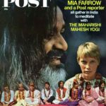 The cover of The Saturday Evening Post, May 4 1968, featuring the Beatles and Mia Farrow.