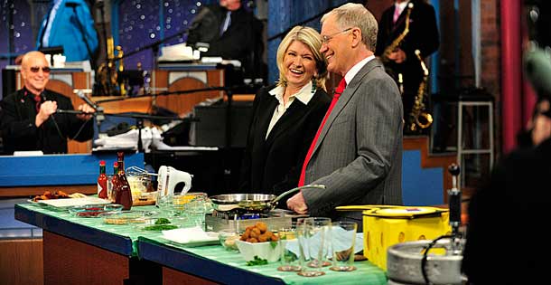 Martha Stewart talks to Dave on The Late Show with David Letterman, Friday Feb. 4, 2011 on the CBS Television Network. Photo: John Paul Filo/CBS ©2011 CBS Broadcasting Inc. All Rights Reserved