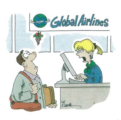 “That's mistletoe. We like to give every passenger a chance to kiss their luggage good-bye.” - from November/December 2010