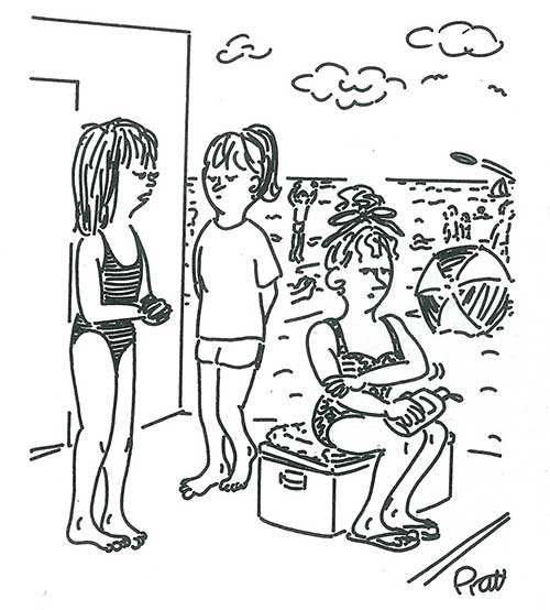 Moms-hair “Uh Mom, that string you tied your hair back with is Jennifer's bathing suit.” from March/April 1994