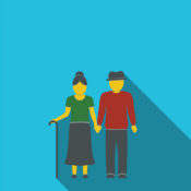 An illustrated image of an elderly couple.