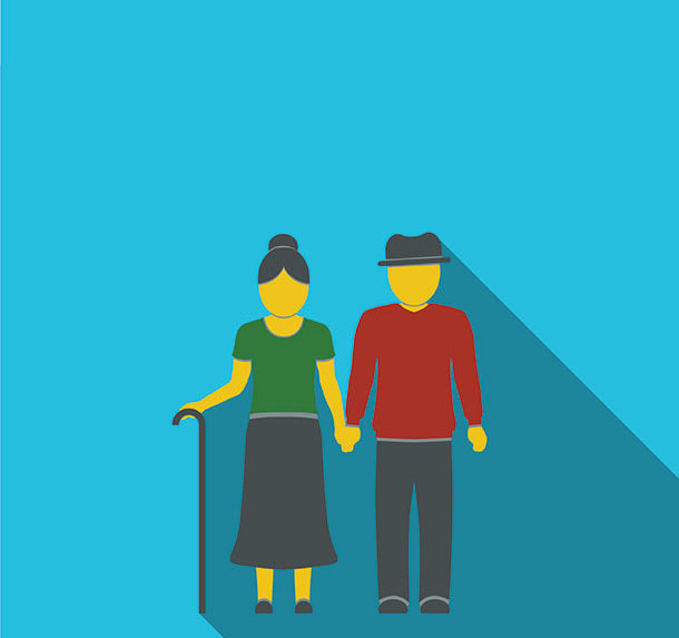 An illustrated image of an elderly couple.