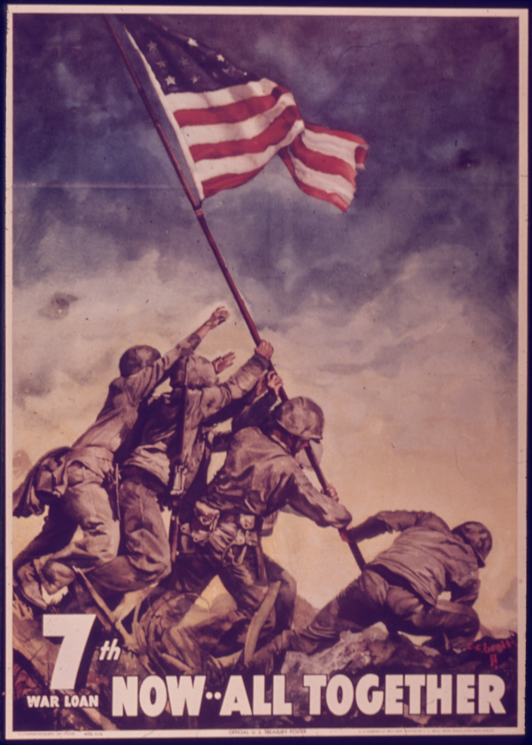 U.S. Marines raising the flag over Iwo Jima