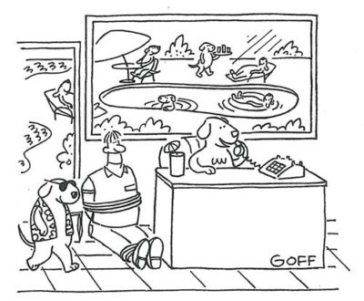 "Hello, Rover's Retreat, formerly known as the Acme Obedience School." from July/August 1993
