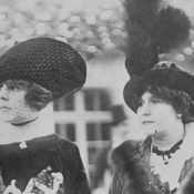 two Parisian women in furs and hats, winter 1914 fashion