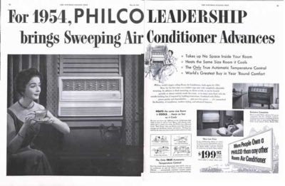 Philco air conditioner ad in The Saturday Evening Post, 1954.