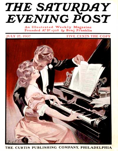 Couple Kissing at Piano from July 27, 1907 Couple Kissing at Piano from July 27, 1907