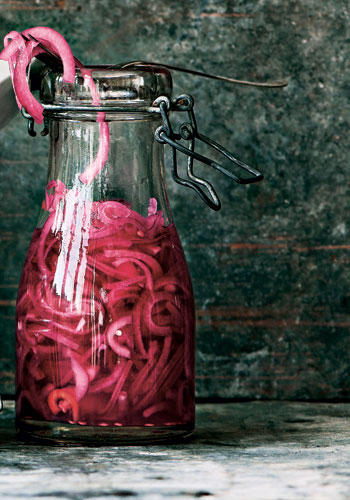 jar of pickled red onions