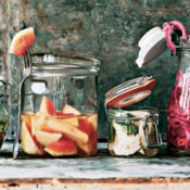 Assorted pickles in jars
