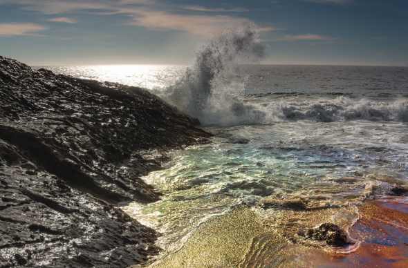 Waves crashing on beach at Point Dume Nature Preserve