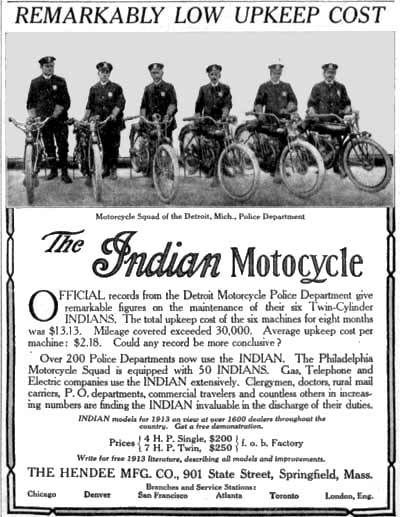February 15, 1913 “Indian Police Motorcycles”