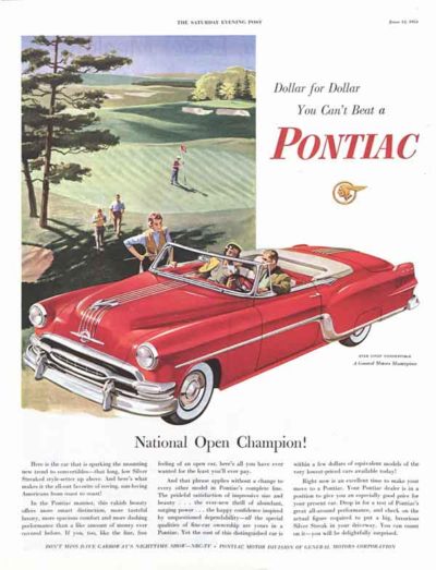 Pontiac car ad in The Saturday Evening Post, 1954.