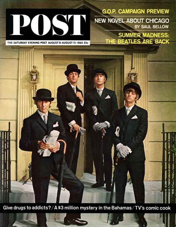 The cover of The Saturday Evening Post, August 8, 1964. Featuring the Beatles.