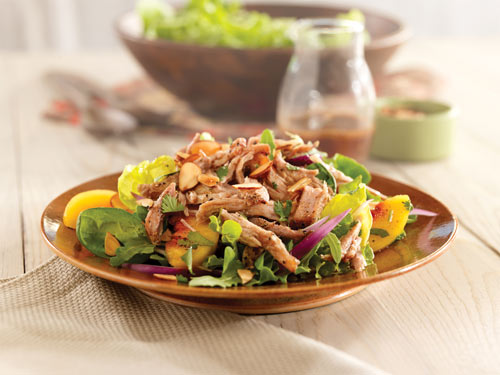 Pulled Pork Salad with Peaches and Cilantro Pulled Pork Salad with Peaches and Cilantro. Courtesy of the National Pork Board.
