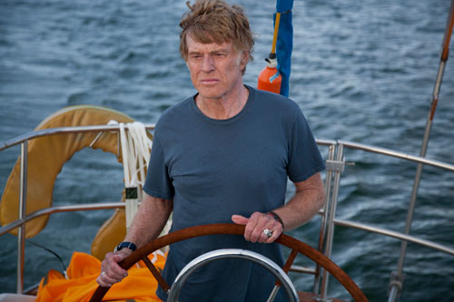 Actor Robert Redford on the set of <em>All Is Lost</em>.