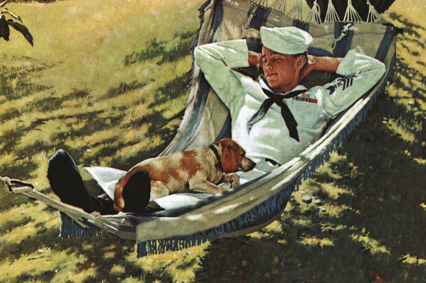 Sailor sleeping in a hammock