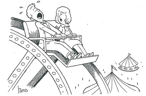 Roller-coaster “You know, this evening would be a lot more romantic if you’d quit screaming, ‘We’re going to die! We’re going to die!’” from January/February 1995