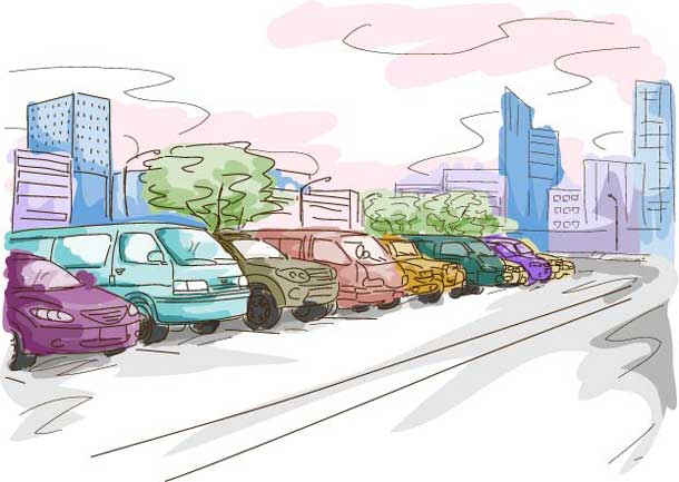 Vector image of a city parking lot. Source: Shutterstock.com / © Lorelyn Medina 