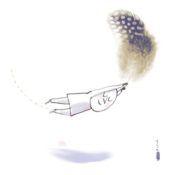 illustration of man holding feather