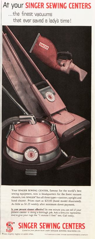 Ad ad for a Singer vacuum cleaner