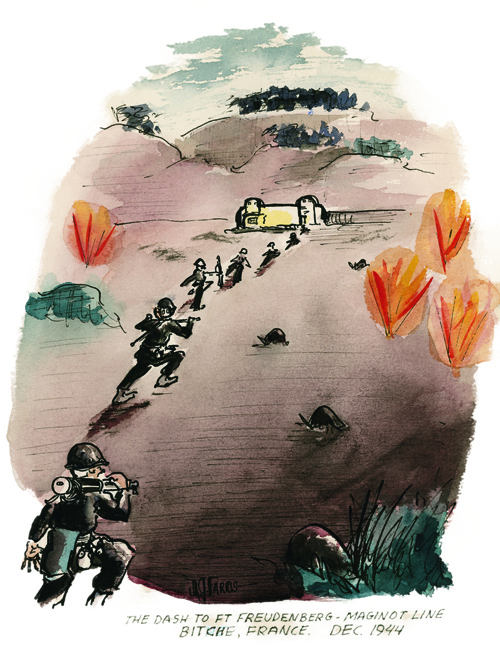 line of soldiers approaching a fort
